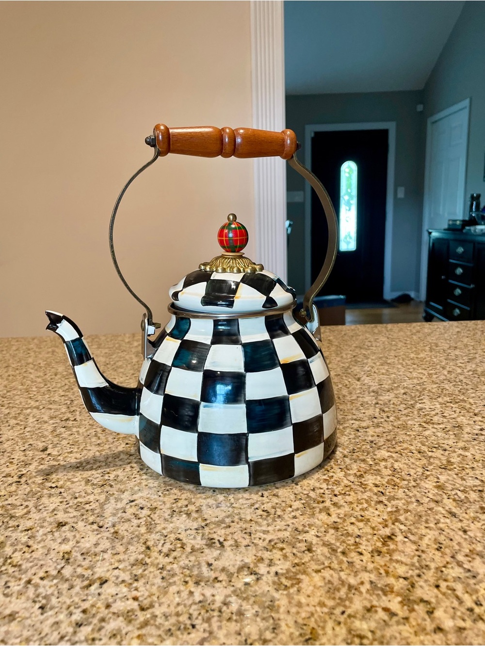 Mackenzie Childs Tea Kettle Courtly Check